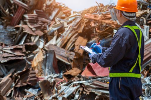 man evaluating scrap metal