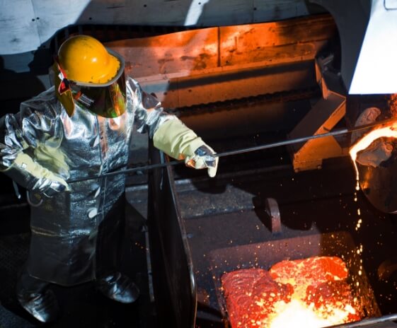 scrap metal being heated as part of the recycling process